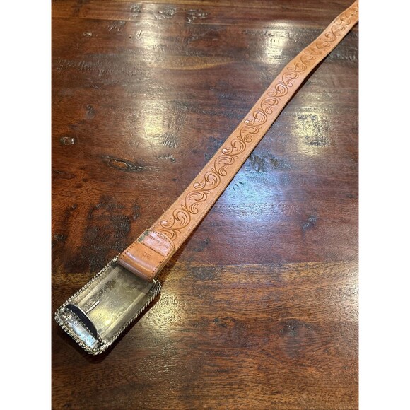Vintage Polo Ralph Lauren Tooled Leather Silver Plated Longhorn Belt 32 *As-Is* main image 13